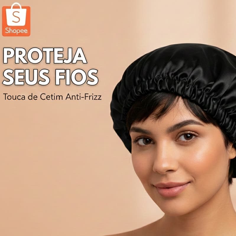 Touca de Cetim Dormir Sem Frizz Proteção Dos Fios Com Elástico Confortável Cabelos Cacheados e Lisos