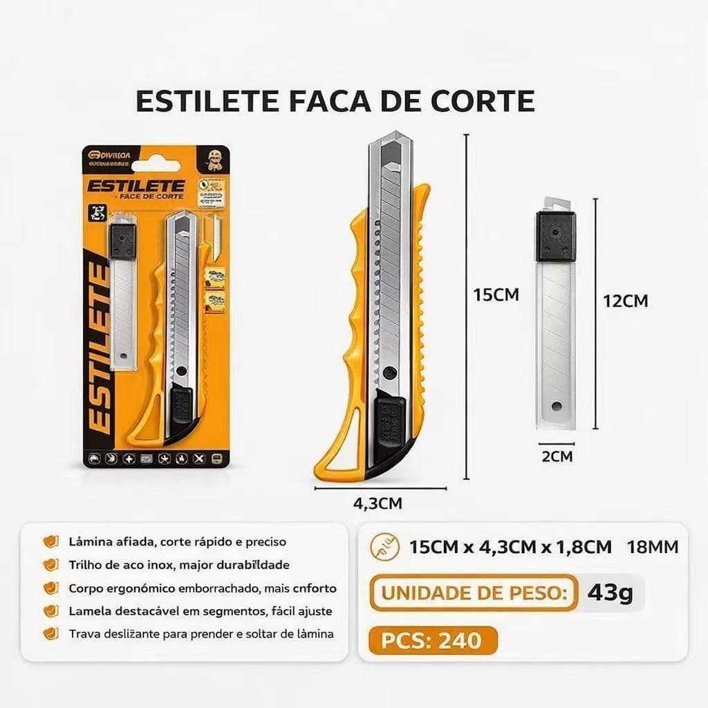 Estilete largo amarelo Lâmina 18 mm + 3 Lâminas-0I5040
