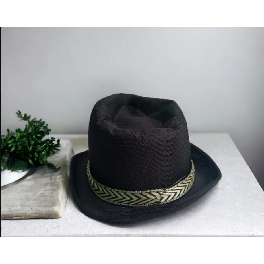 Chapéu Preto Estilo Panamá Malandro Fantasia Festas Carnaval Halloween Boné Fantasia Artigo de Festa - XL3548