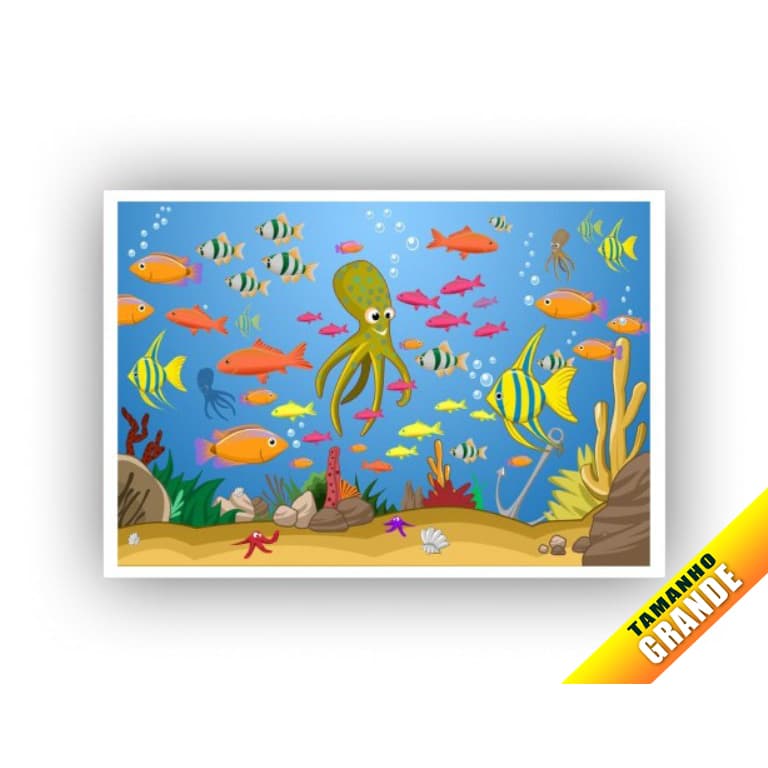 Papel Arroz Fundo do Mar para bolo Grande 30x40cm