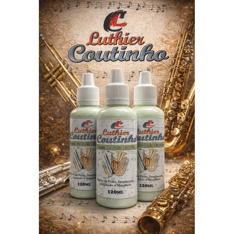Polidor Líquido para Saxofone, Clarinete, Flauta e Metais. NÃO REMOVE MANCHAS DE SALIVAS