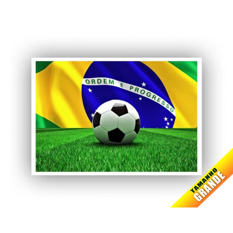 Folha de Arroz Copa Futebol Brasil Bola para Bolo Grande 30x40cm