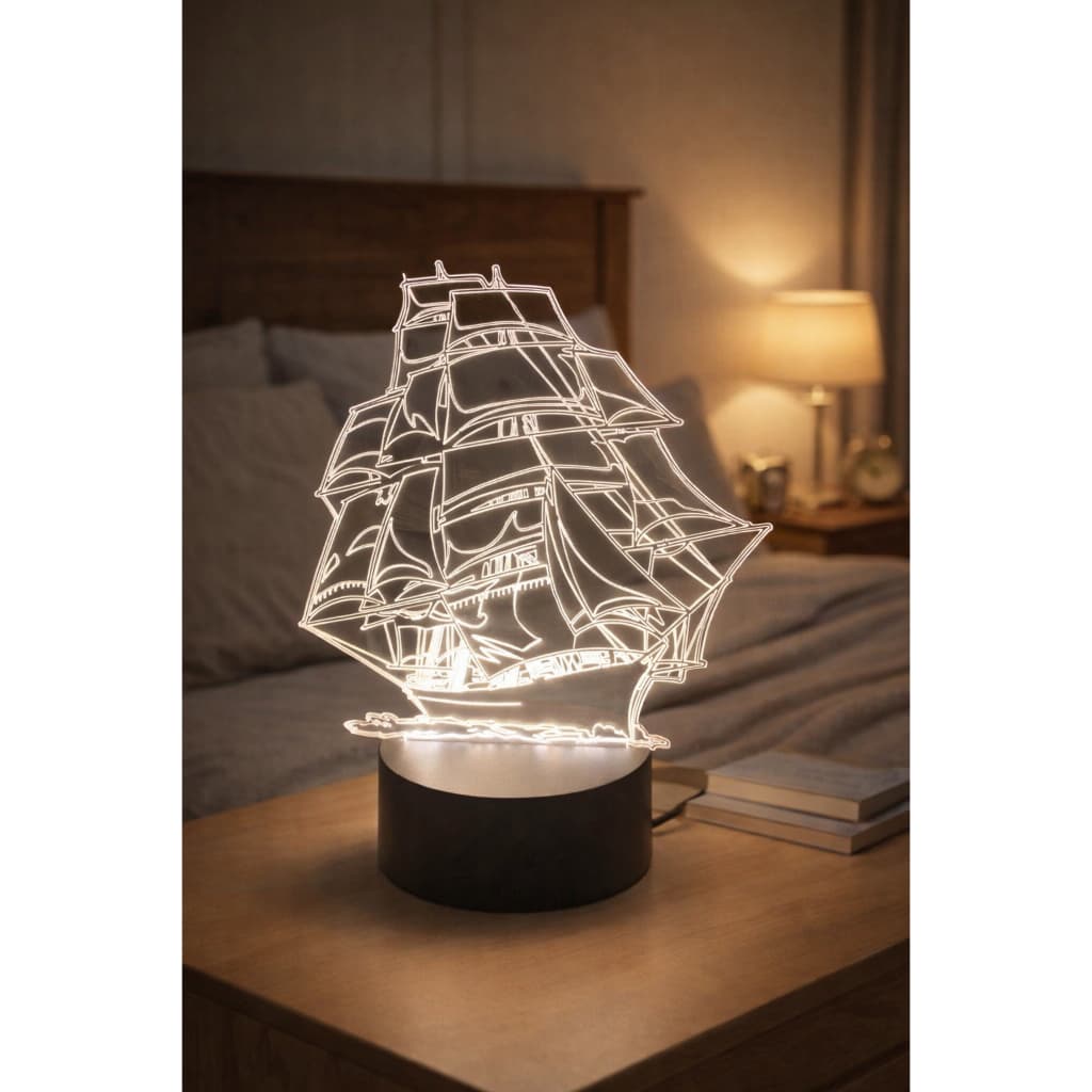 Luminária LED 3D de Mesa /Decoração Luz noturna Barco/embarcação
