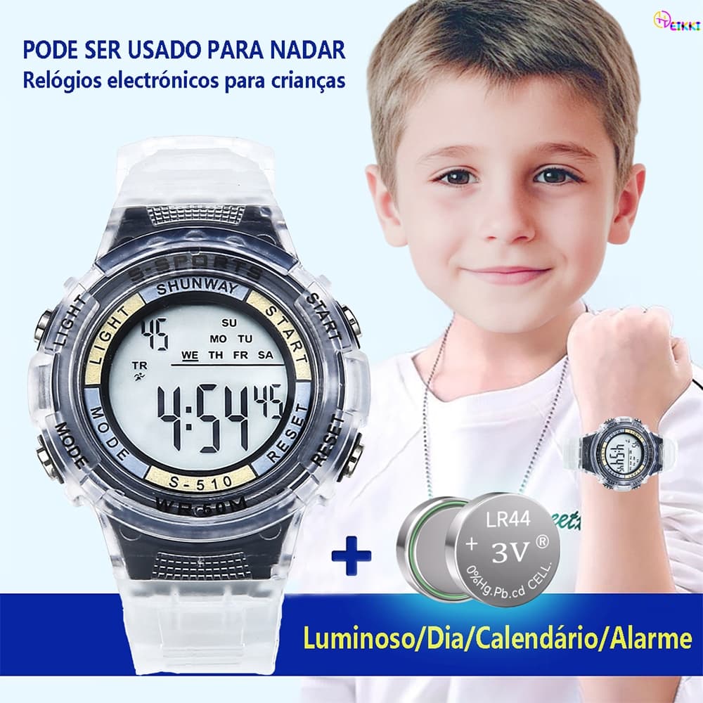 Relógio Digital Infantil Menina Menino A Prova D Água Original Esportivo Transparente Com Luminoso Cronômetro