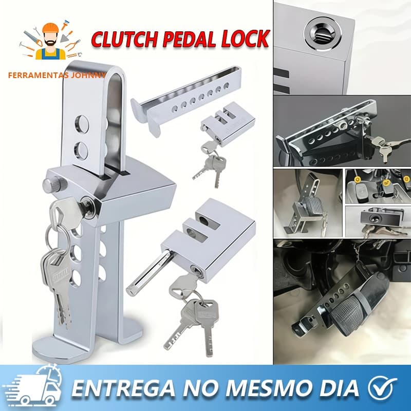 Acelerador Antirroubo para Veículo Universal Inoxidável /Cadeado de Bloqueio para Pedal de Freio，3 chaves do carro