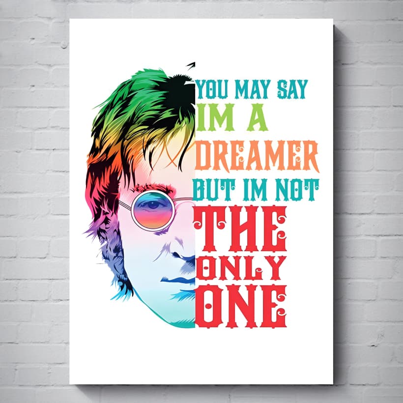Quadro Decorativo John Lennon Placa MDF 3mm Adesivo Vinil Laser Quadro Decorativo Rock The Beatles