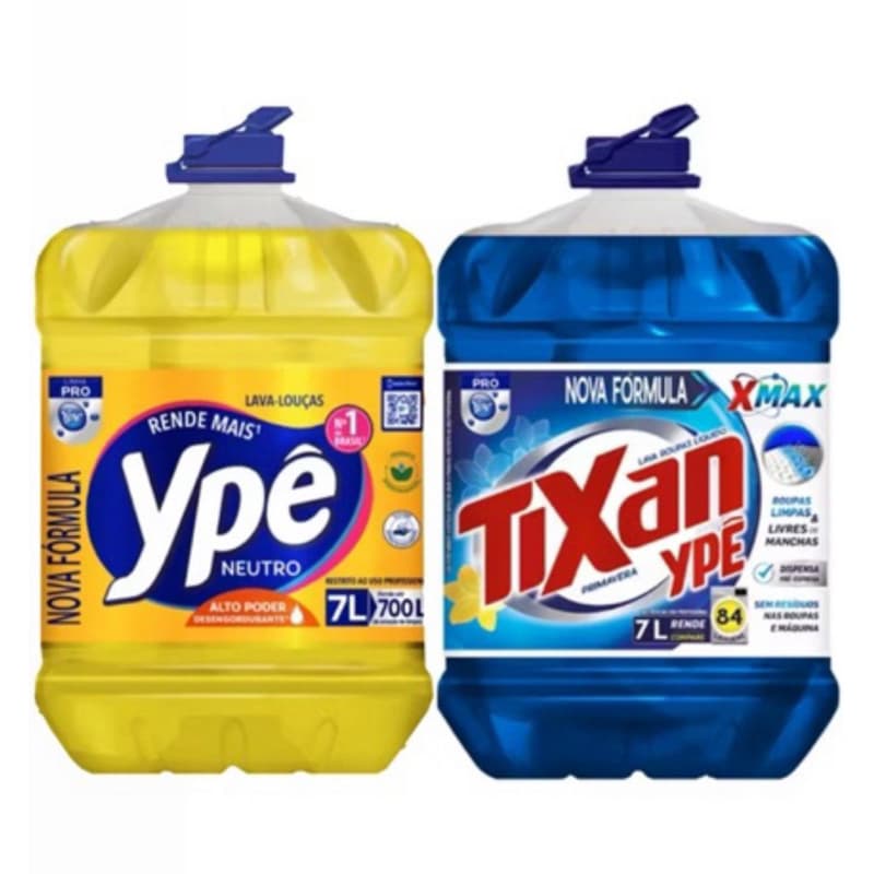 Kit Lava Roupas Liquido Tixan 7L + 1 Lava Louça Ypê Pro 7L