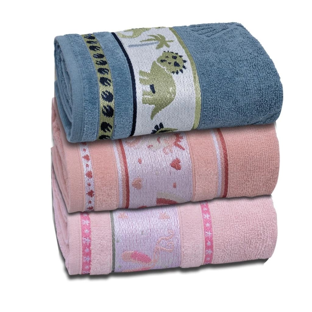 Kit 3 Toalhas de Banho Infantil 100% Algodão Soft Kids c/ Desenhos Bordado Menino Menina Super Macia