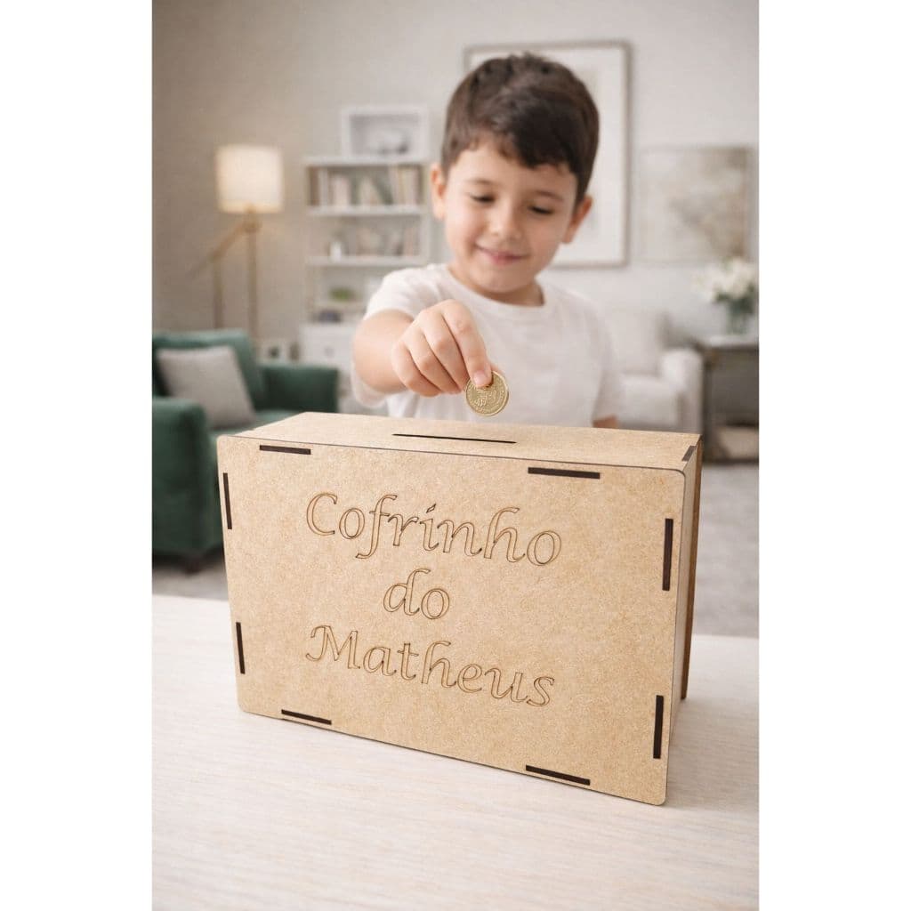 Cofre Desafio Infantil - Brinquedo Educativo - cofrinho kids em mdf personalizado