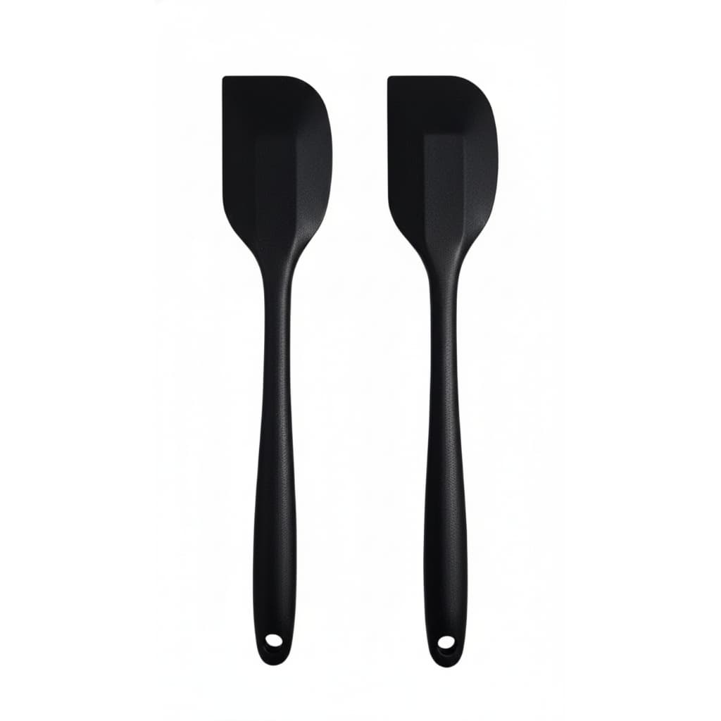 Kit 2 Espatula Silicone Preta 27cm Pão Duro Cozinha