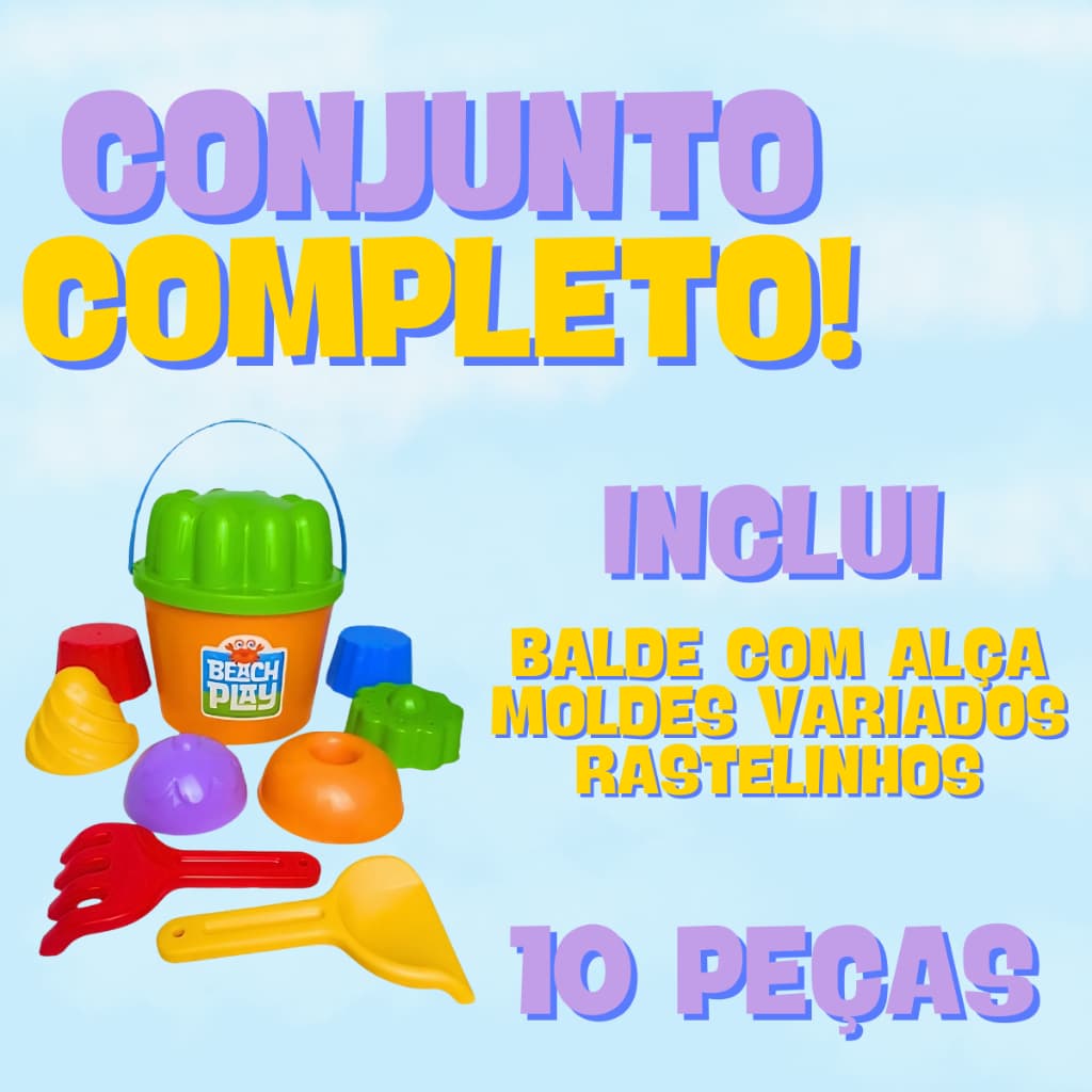 Kit Completo Baldinho De Praia Pa Forminhas E Outros Acessórios Areia Beach Play