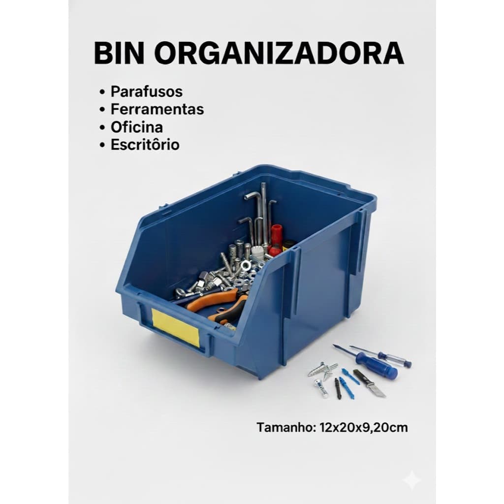 Kit Gaveta BIN N4 Caixa Organizadora Plástica Empilhável Parafusos Ferramentas Oficina Gaveteiro
