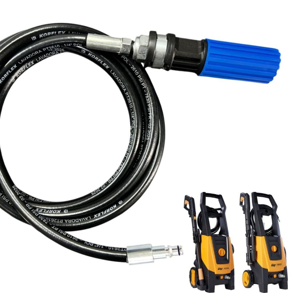 MANGUEIRA TRAMA DE NYLON COM BICO ESGUICHO PARA LAVADORAS DE ALTA PRESSÃO WAP COMBATE , EXTREME TURBO