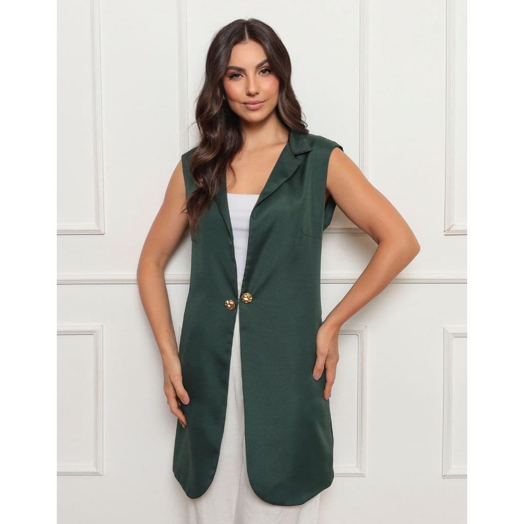 Jaleco Colete Feminino Alexandra Verde Musgo Gardenia Jalecos