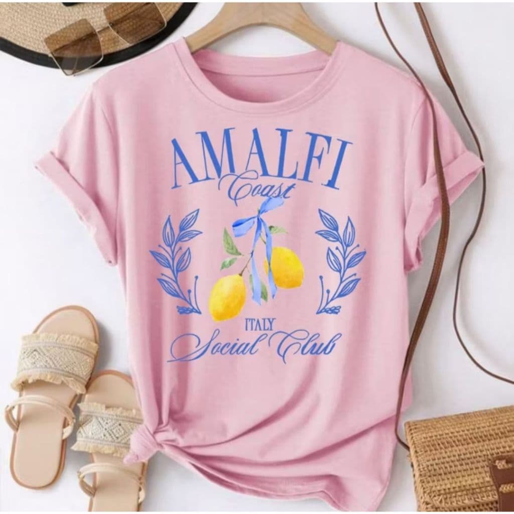 Camiseta Feminina Lançamento Estampada Amalfi  Fruta Limao 100% algodão