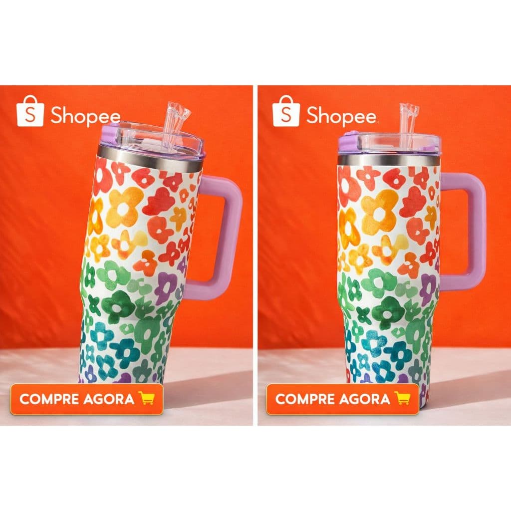 Copo Térmico com Alça – Estampa Floral Colorida