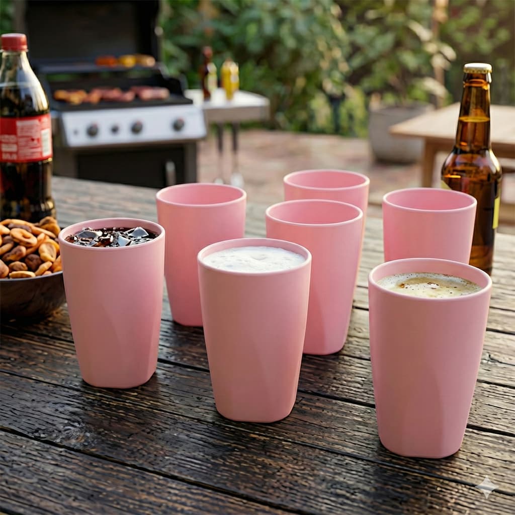 Kit 6 Copos Coloridos 330ML Bebidas Frias Quentes Uso Diário Escolar Camping Viagem Eventos