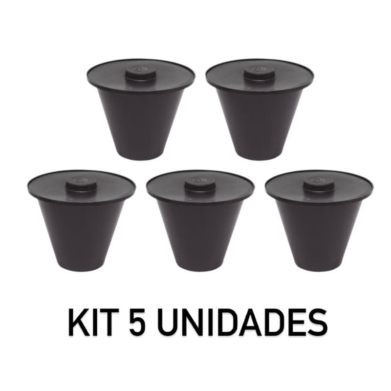 Kit 5 Caixa Inspeção 14x17 Preta Cônica c/ Tampa para Haste de Aterramento Esgoto
