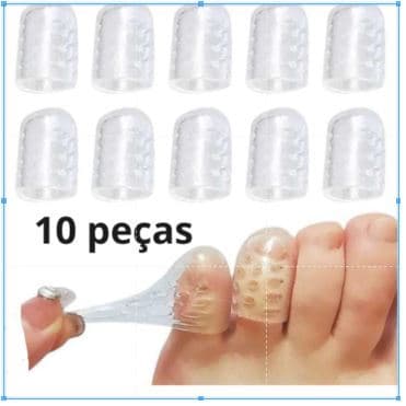 Protetor de Dedo em Silicone Kit Com 10 Pares Transparente para Pés – Discreto e Reutilizável