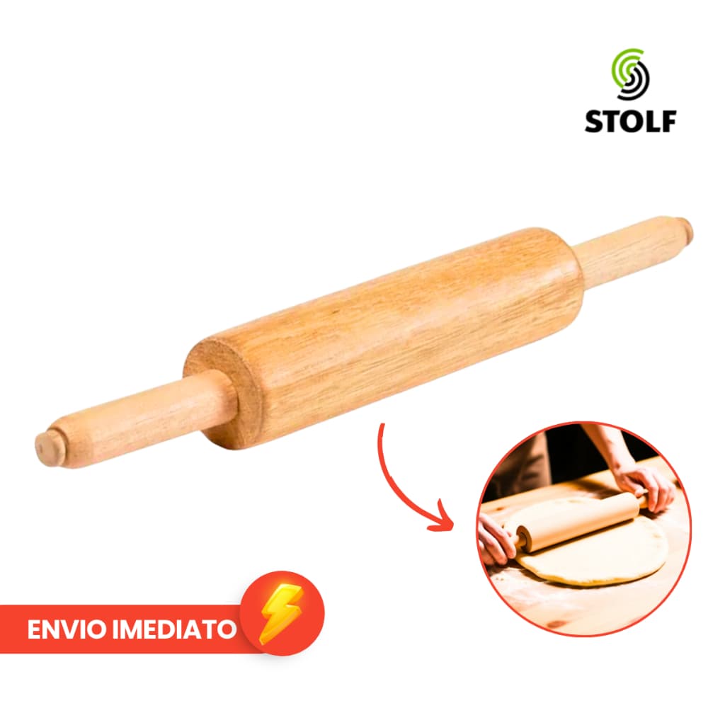 Rolo Móvel Para Massa Madeira 43cm x 5,5cm