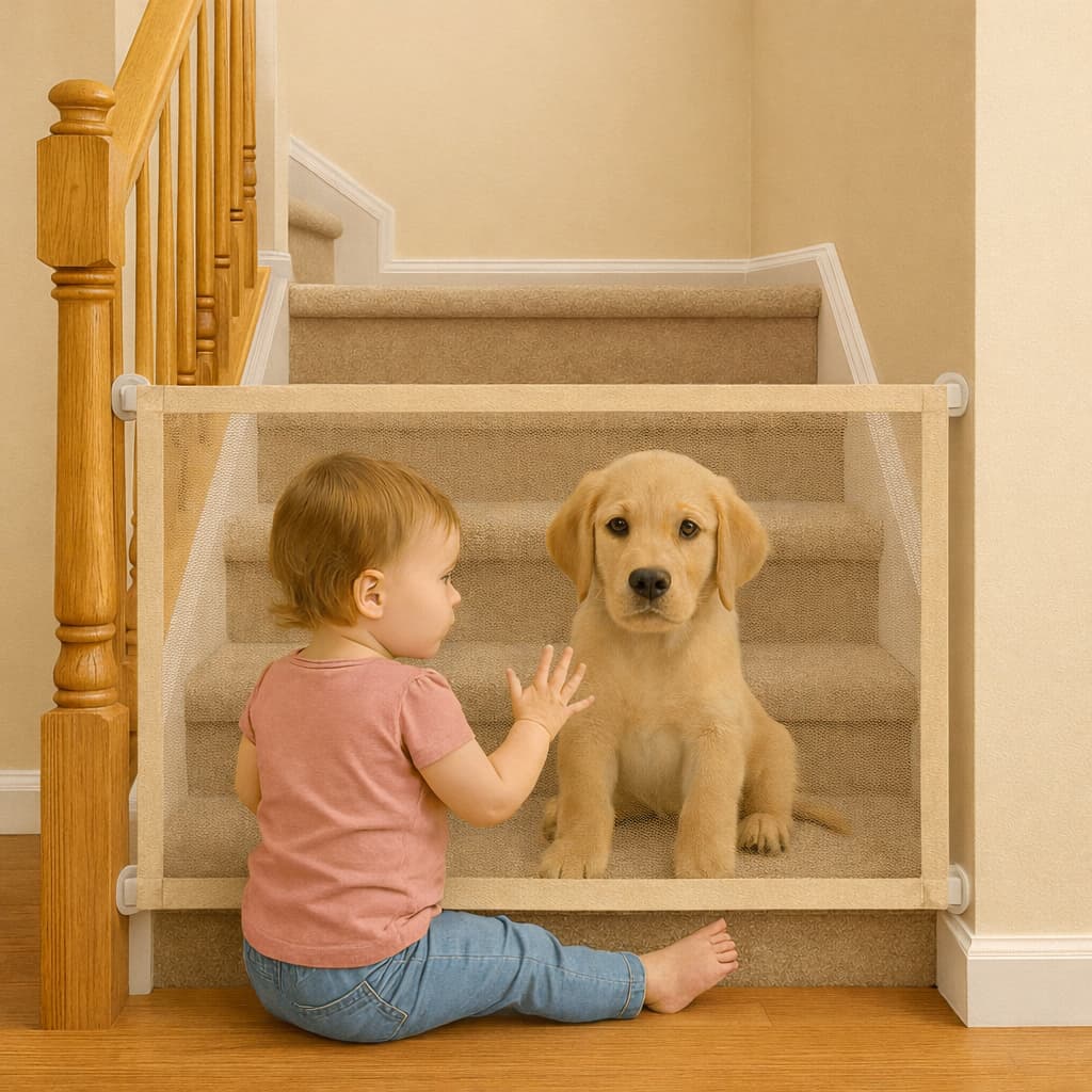 Portão Tela Segurança Bebês Pets Cercadinho Grade Retrátil