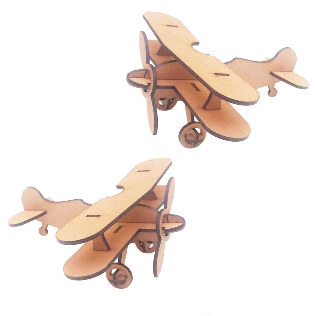 Kit 26 Mini quebra cabeça 3d Avião Biplano 8 cm mdf cru festa lembrancinha cenario Príncipe aviador