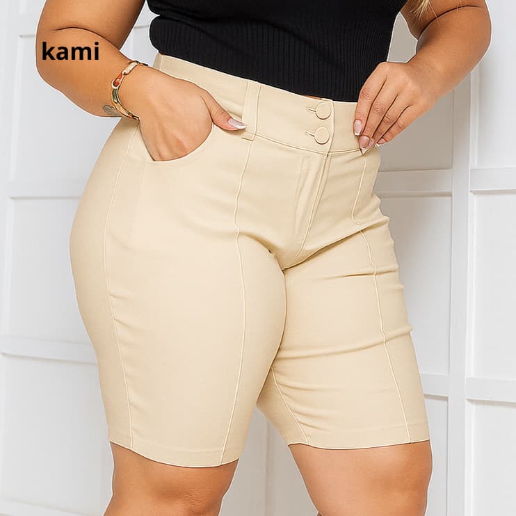 Bermuda Social Plus Size Tecido Bengaline