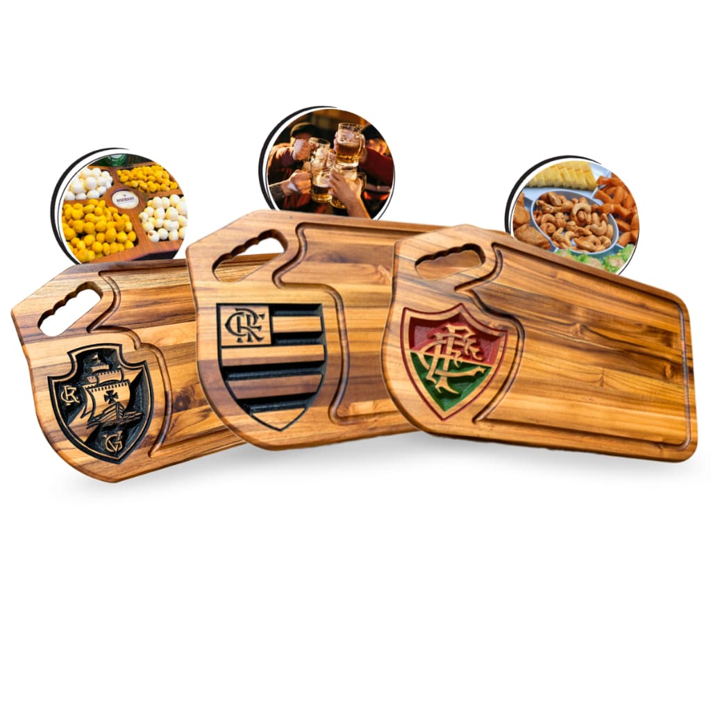 Presente Personalizado Tábua Para Churrasco Times RJ | Madeira Nobre Teca Produto De Alta Qualidade