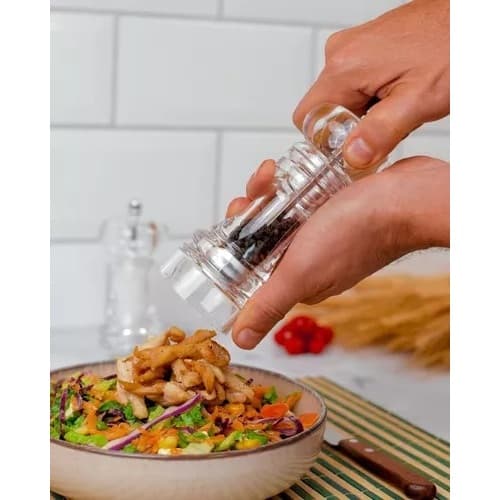 Moedor de Sal e Pimenta Manual Acrílico – Conjunto Saleiro e Pimenteiro Snel Home