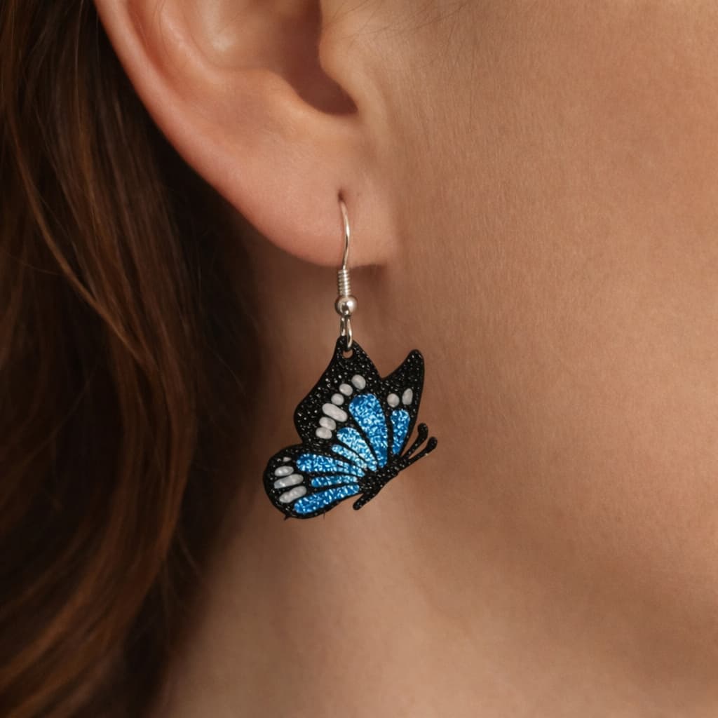 Brinco Borboleta 3D  - Acessório Leve para Carnaval, Festas e Eventos, Elegante , Exclusivo