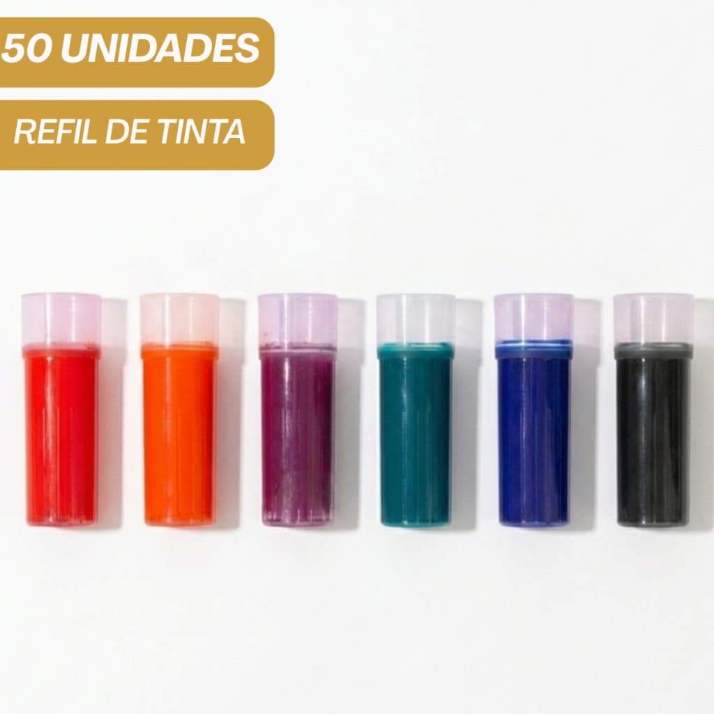 Kit 50 Refis Tinta Marcador Quadro Branco Board Master + 2 Bônus - Cores Sortidas - Lote Atacado - 5,5ml - Não Mancha