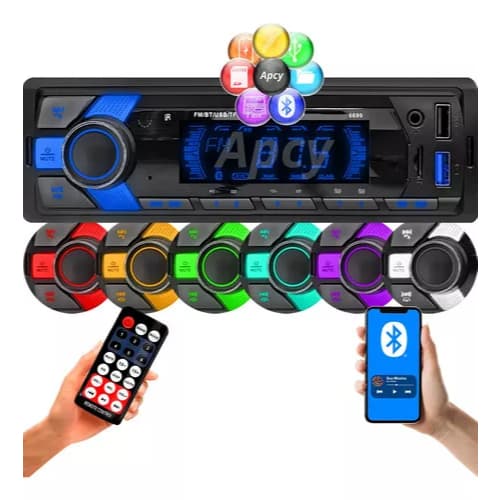 Rádio Mp3 Som Automotivo Bluetooth 7 Cores 200w Pen Drive USB 45W