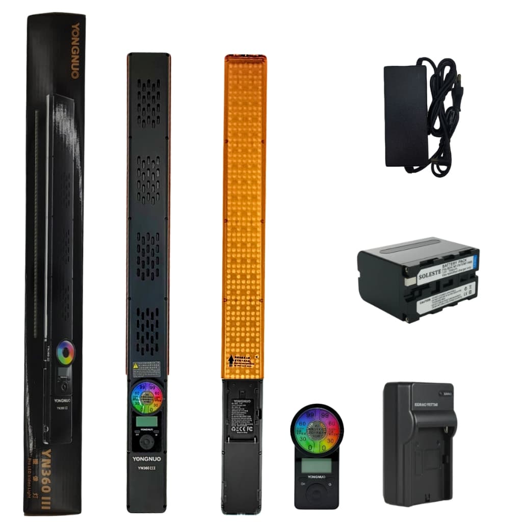 Bastão de LED Yongnuo YN360III RGB Fonte+NP-F970+Carregador