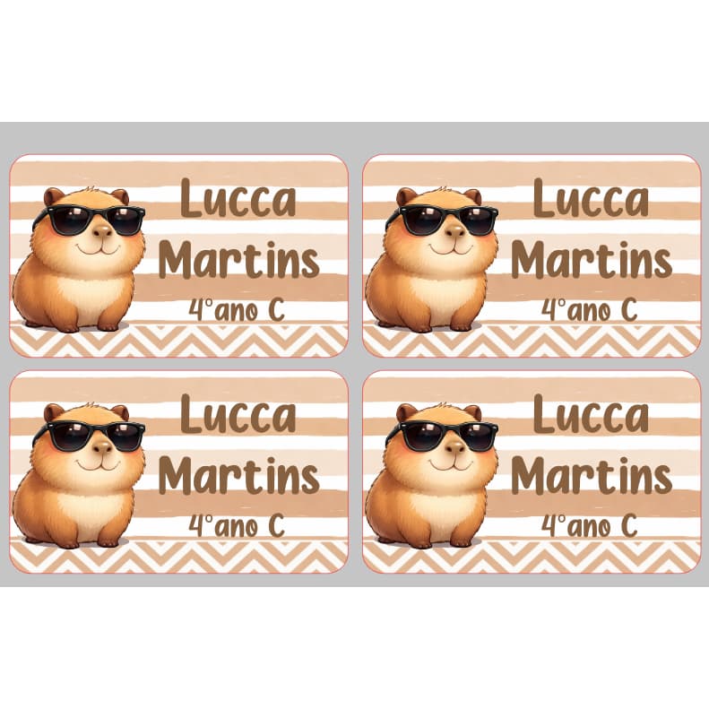 Kit com 90 Etiquetas Personalizada Capivara - Etiqueta Capivara menino ou menina - Capivara Cute - c