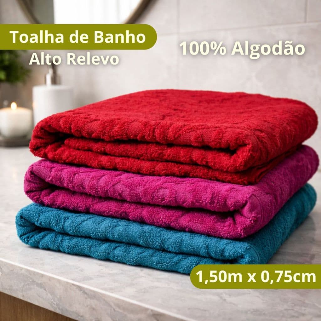 Toalha De Banho Joaquina Alto Relevo 100% Algodão Macia Várias Cores