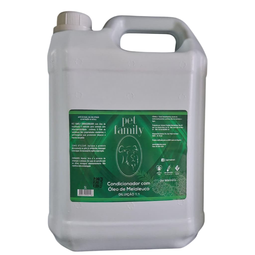 Condicionador Óleo de Melaleuca Pet Family para Cães e Gatos Banho e Tosa