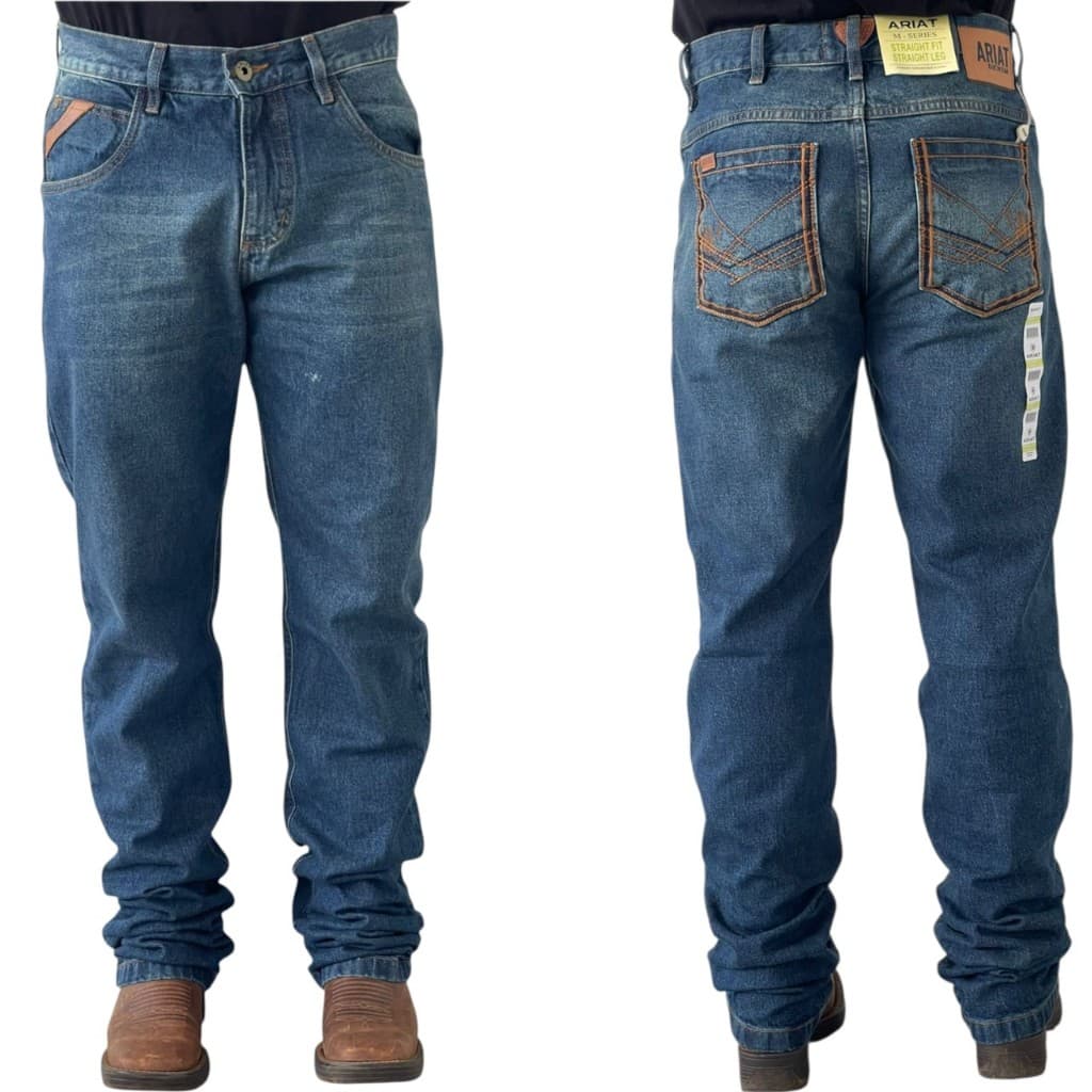 Kit Calças Jeans Masculina Country Ariat M-Series Escura e Clara Reta Conforto | 38 ao 48