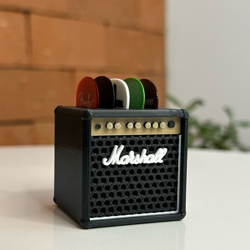 Porta Palhetas Mini Amplificador Estilo Marshall Para Violão Guitarra Baixo