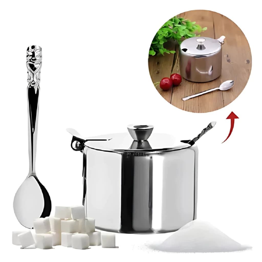 Açucareiro Com Colher Inox 220ml