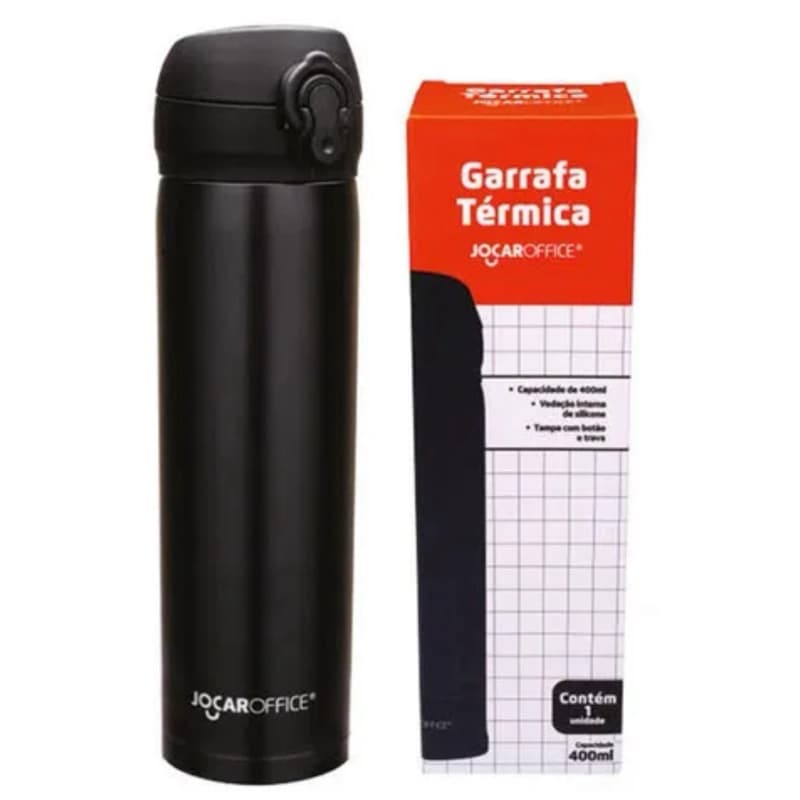 Garrafa Térmica Preta 400 Ml - Jocar Office