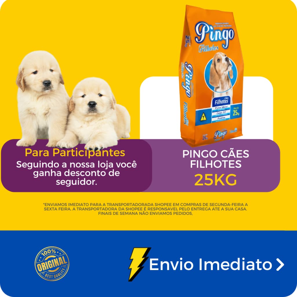 Ração de Cachorro Filhote 25kg Sabor Carne com Prebióticos e Yucca - Envio Imediato