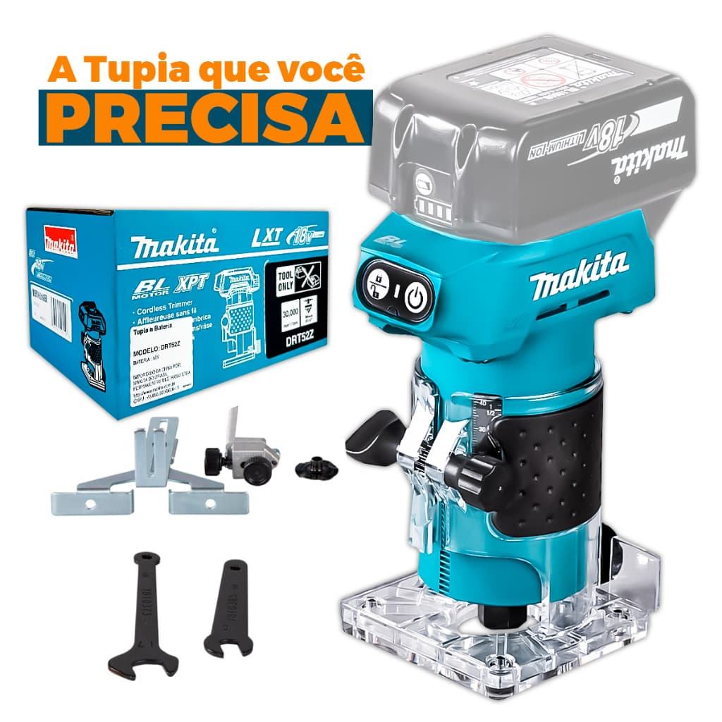Tupia Eletrônica a Bateria MAKITA DRT52Z 18V LXT BL 30000 RPM Compacta Sem Bateria
