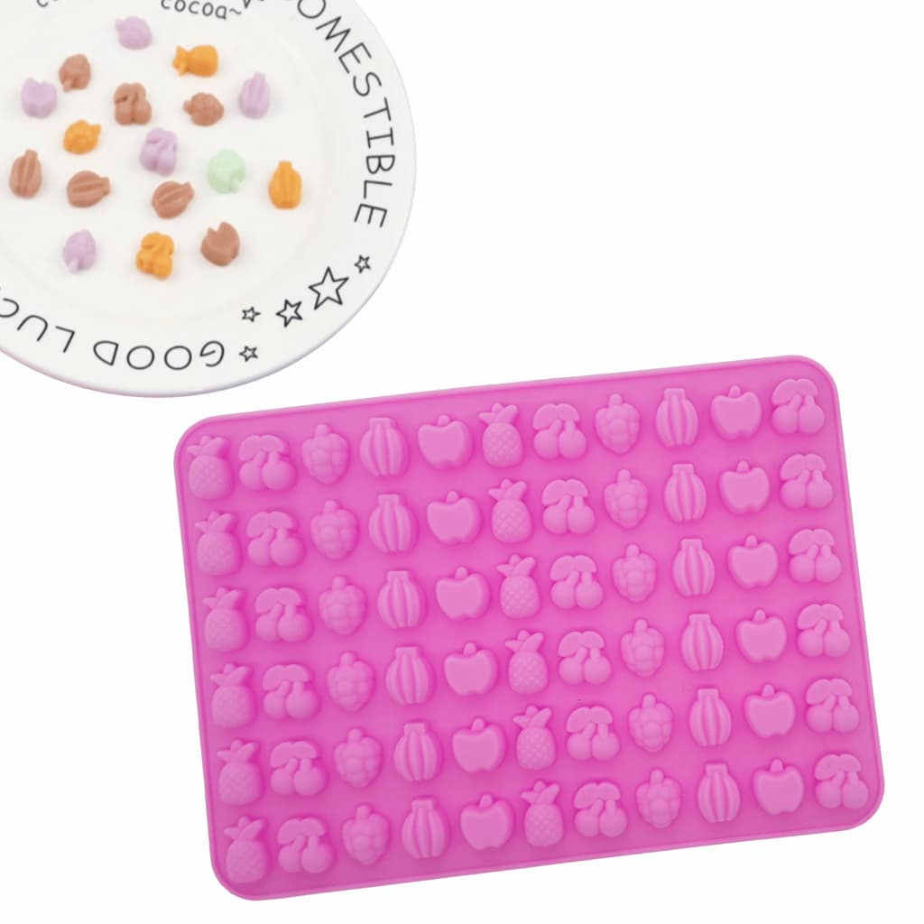 Molde de Silicone Mini Frutas 66 Cavidade Goma Doce Bandeja Forma Bala Fini Chocolate Gelatina