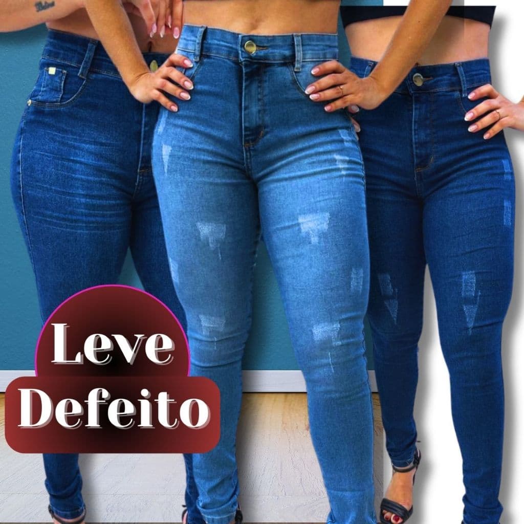 LEVE DEFEITO Calça Jeans Feminina Skinny Elastano  Efeito Levanta Bumbum Perfeita Imperceptível