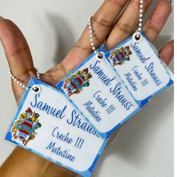 Kit Tag de Identificação Escolar personalizada - 3 unidades