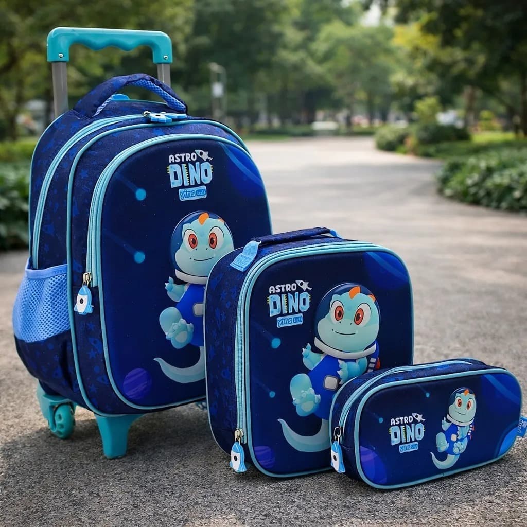 Kit Mochila Escolar Infantil Meninos Dino Tamanho P Pequeno Creche Escolinha Pre