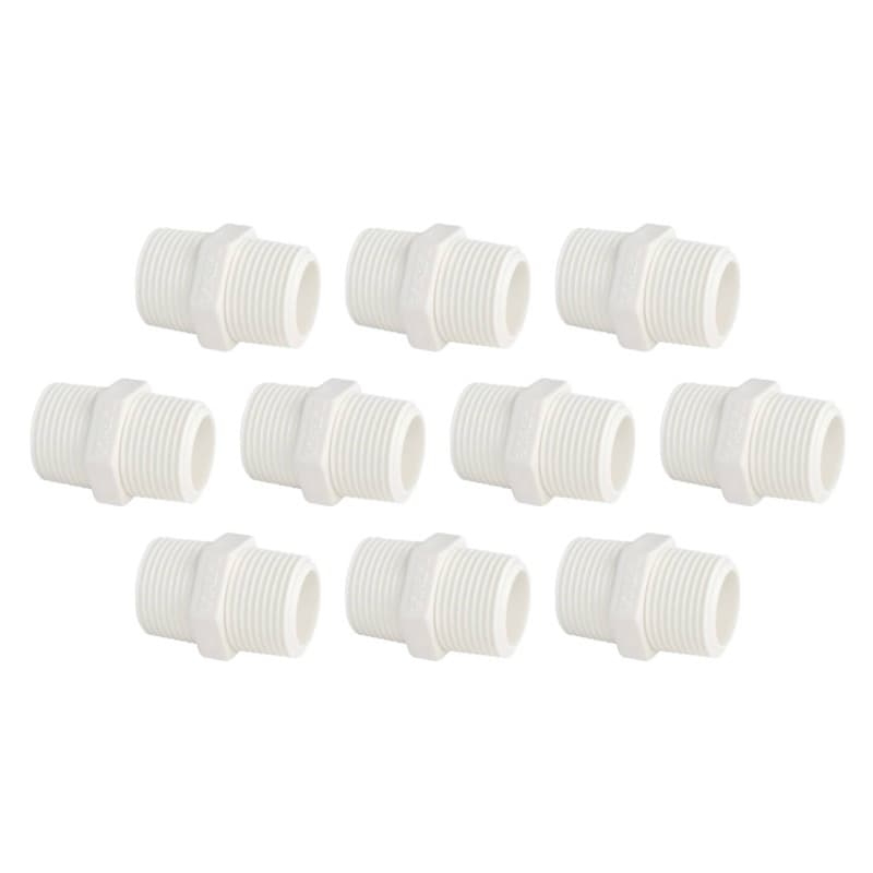 Kit 10 Niplo Niple Nipel 1/2x1/2 (20MM) ou 3/4x3/4 (25MM) Branco Roscável Rosca Rosqueável Conexão Plástico PVC