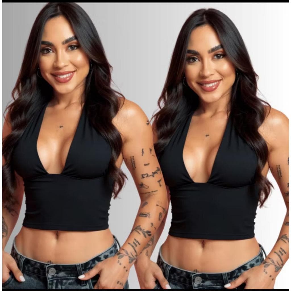 blusa top com alça de varias amarrações
