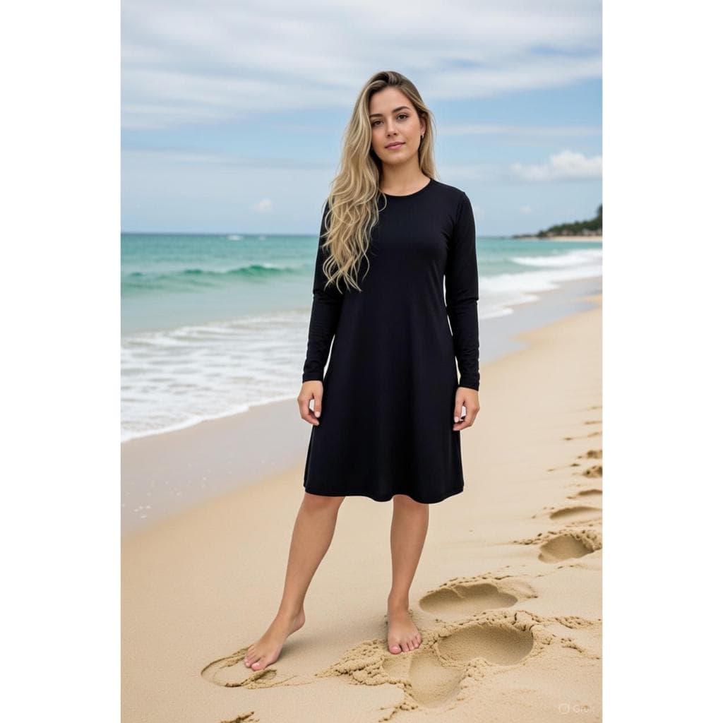 Vestido Manga Longa Para Praia E Piscina Moda Evangélica Cristã Verão