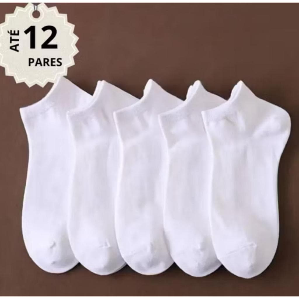 Kit de 3 a 12 Pares de Meias Infantil Branca Preta Algodão Escolar Colegial  Menina Menino